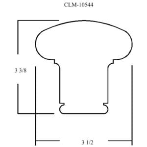 Line drawing of a cabinet door pull.