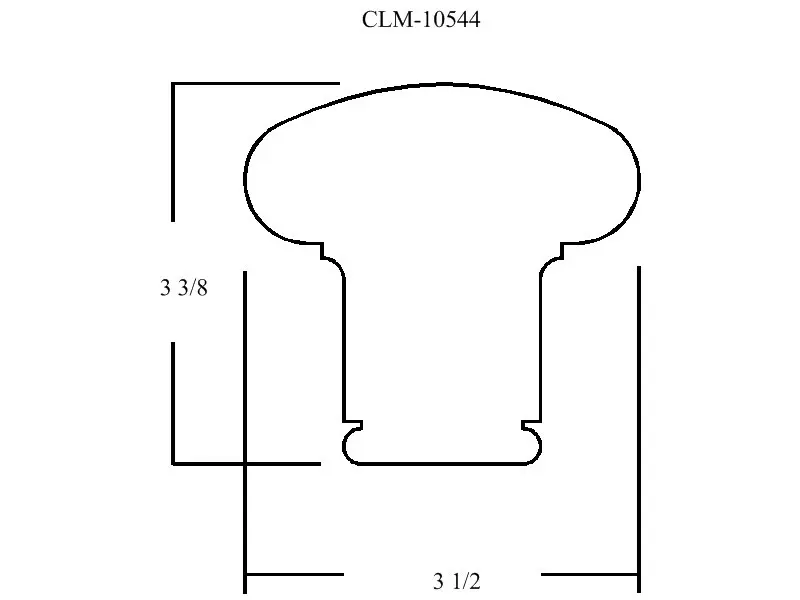 Line drawing of a cabinet door pull.