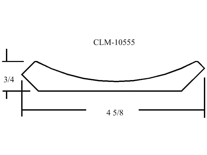 Curved molding with dimensions 3/4 x 4 5/8.