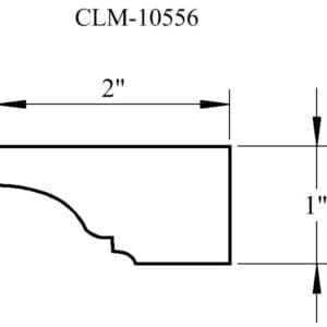 Line drawing of a 2" by 1" molding.