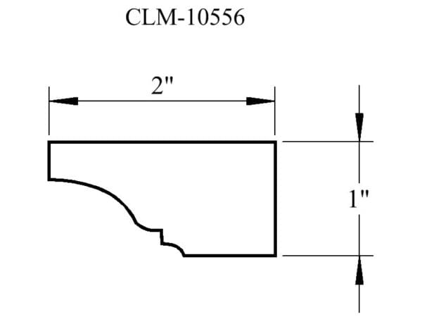 Line drawing of a 2" by 1" molding.