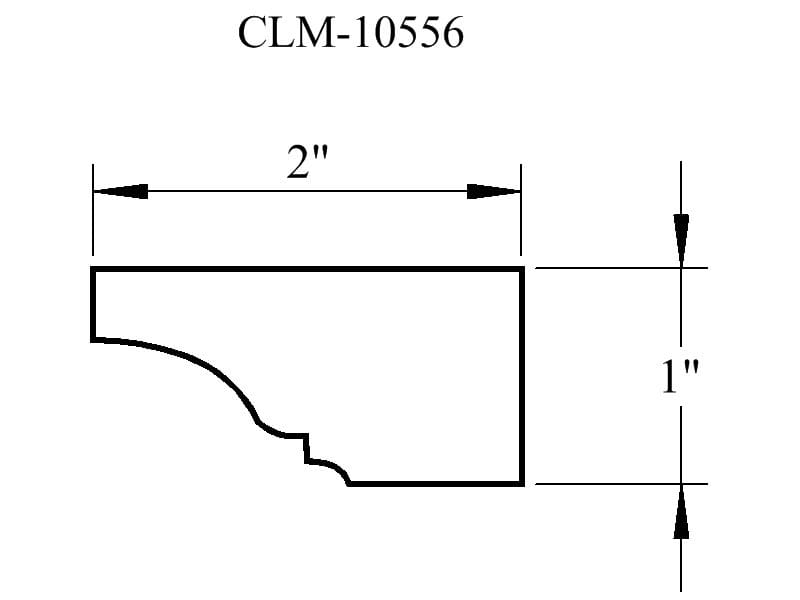 Line drawing of a 2" by 1" molding.