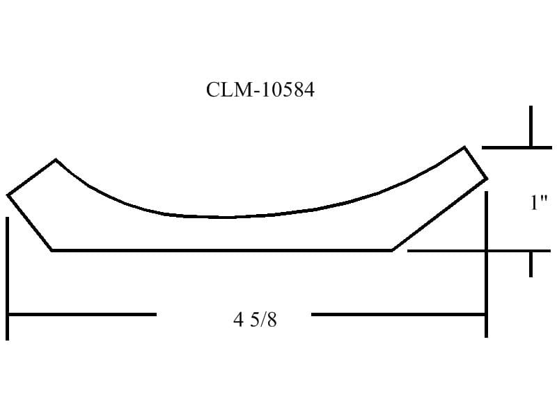 Curved molding, 4 5/8" long, 1" high.