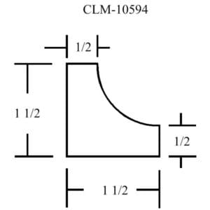 Line drawing of a 1 1/2 inch corner.