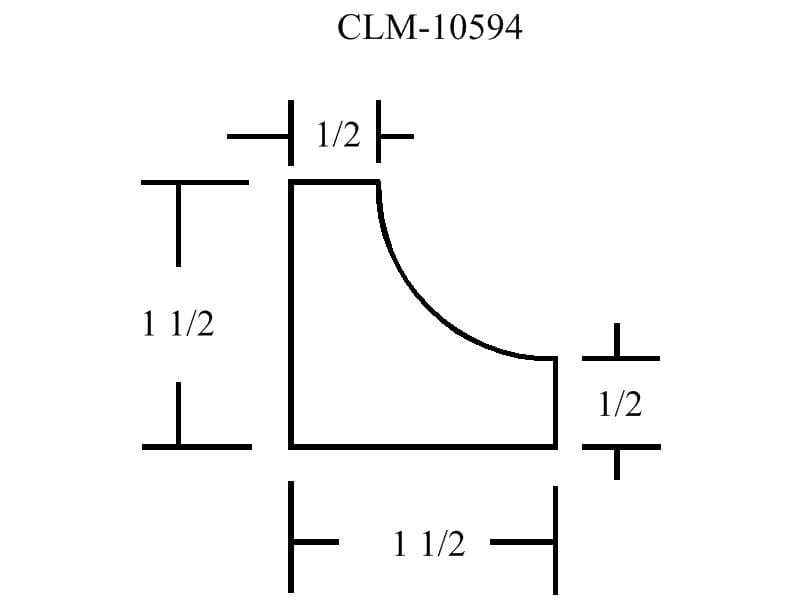 Line drawing of a 1 1/2 inch corner.