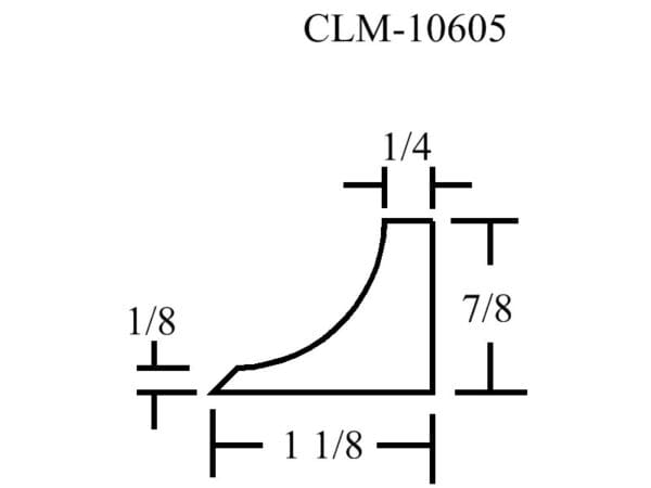 CLM-10605 curved corner profile diagram.