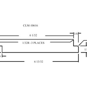 Line drawing of a metal part, dimensions.