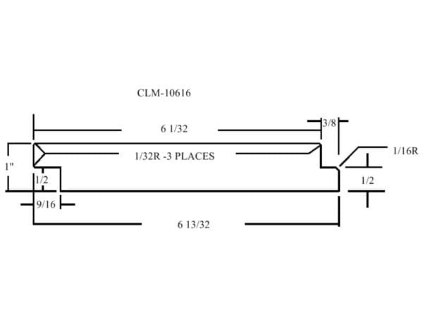 Line drawing of a metal part, dimensions.