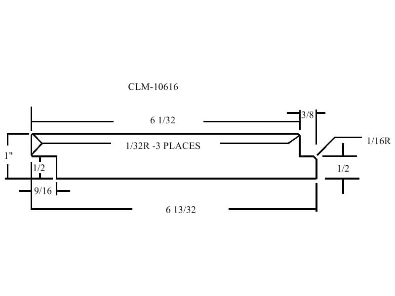 Line drawing of a metal part, dimensions.