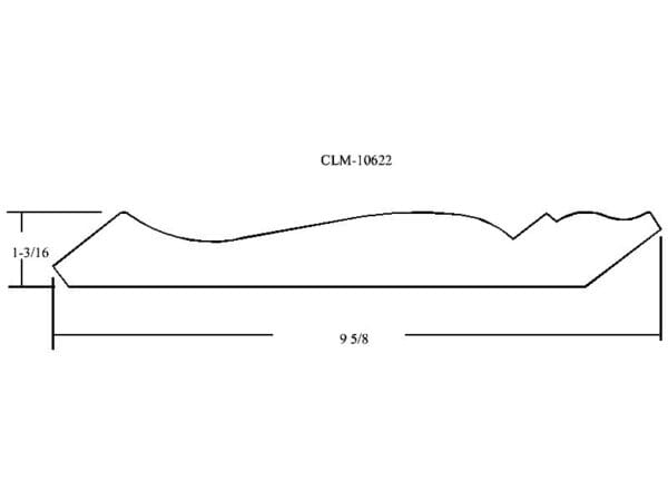 Line drawing of a profile with dimensions.