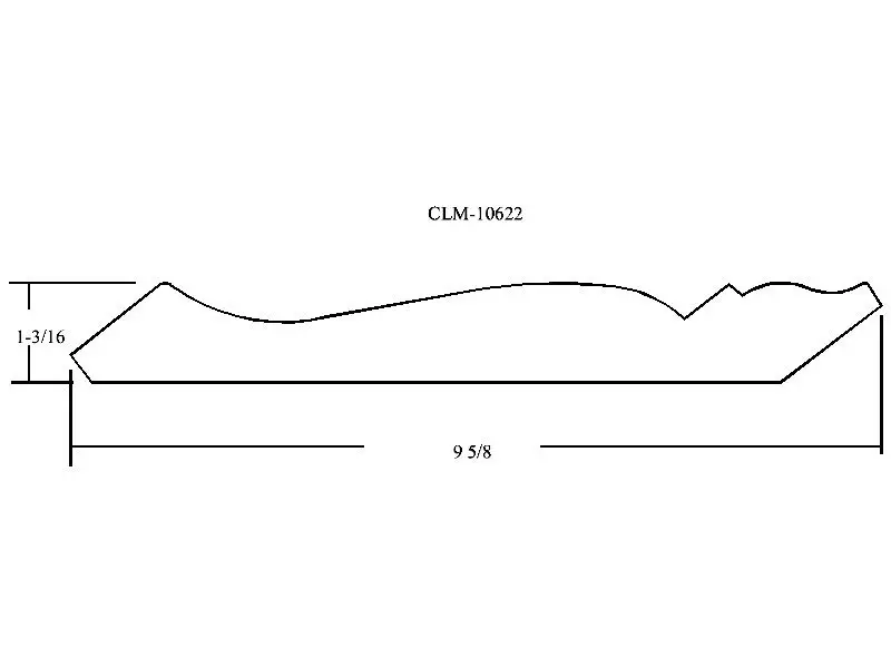 Line drawing of a profile with dimensions.