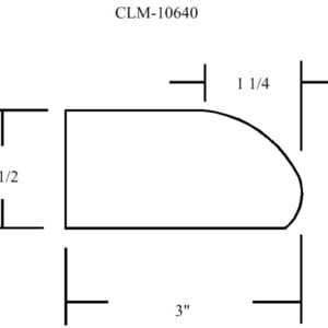 Diagram of a 3" x 1 1/2" countertop edge.