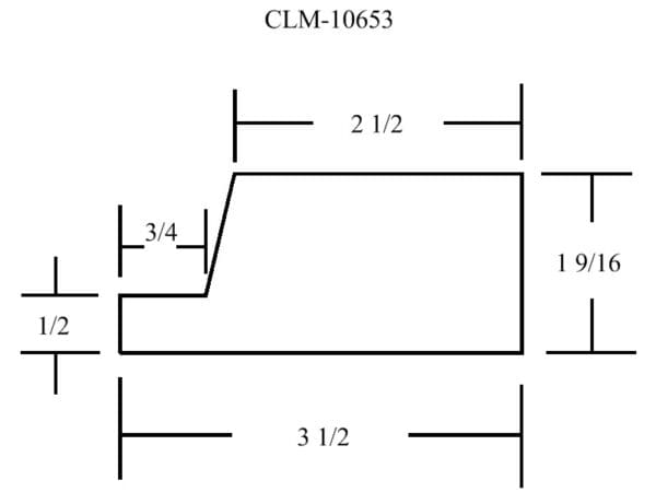 Diagram of part CLM-10653 with dimensions.