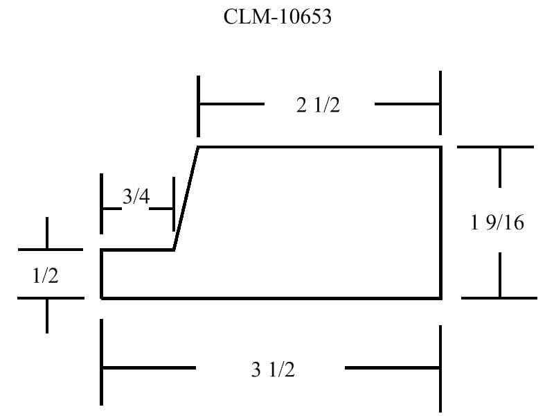 Diagram of part CLM-10653 with dimensions.