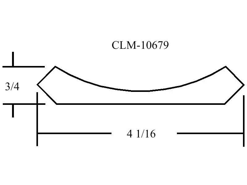 Curved molding, 4 1/16 inches long.