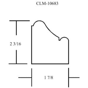 Diagram of a molding profile with dimensions.