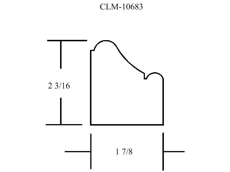 Diagram of a molding profile with dimensions.