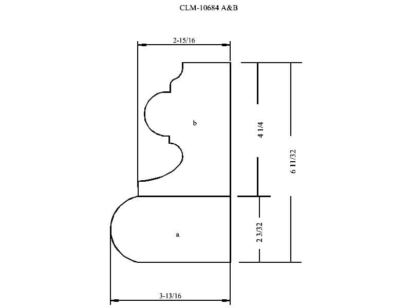 Line drawing of a molding profile.