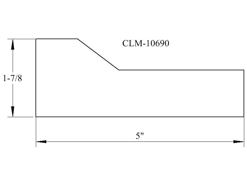 Line drawing of a 5" by 1-7/8" part.