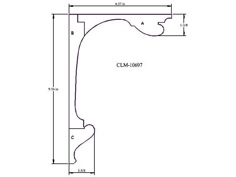 Line drawing of a molding profile.