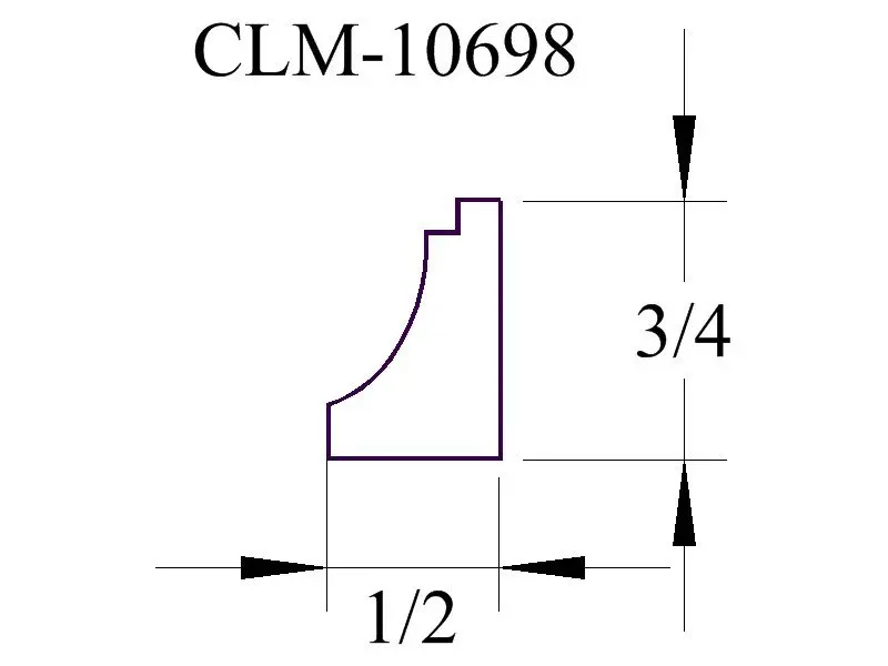 CLM-10698, 1/2" x 3/4" molding profile.