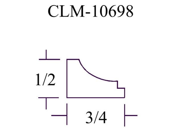 CLM-10698, 1/2 x 3/4 molding profile.