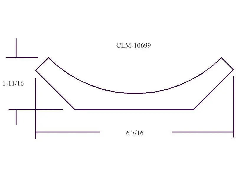 Diagram of a curved shape with dimensions.