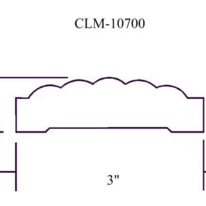 Line drawing of a 3 inch molding.