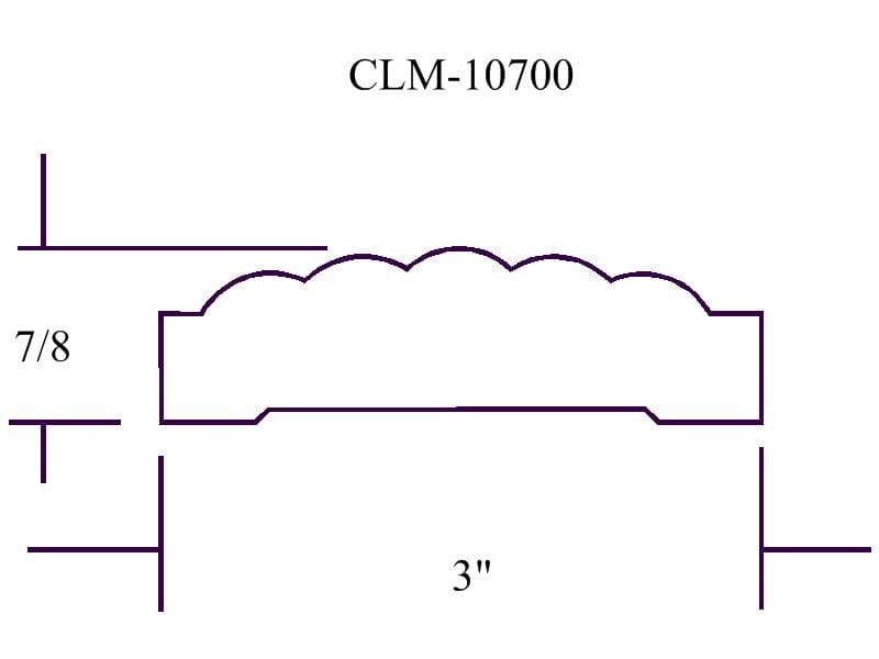 Line drawing of a 3 inch molding.