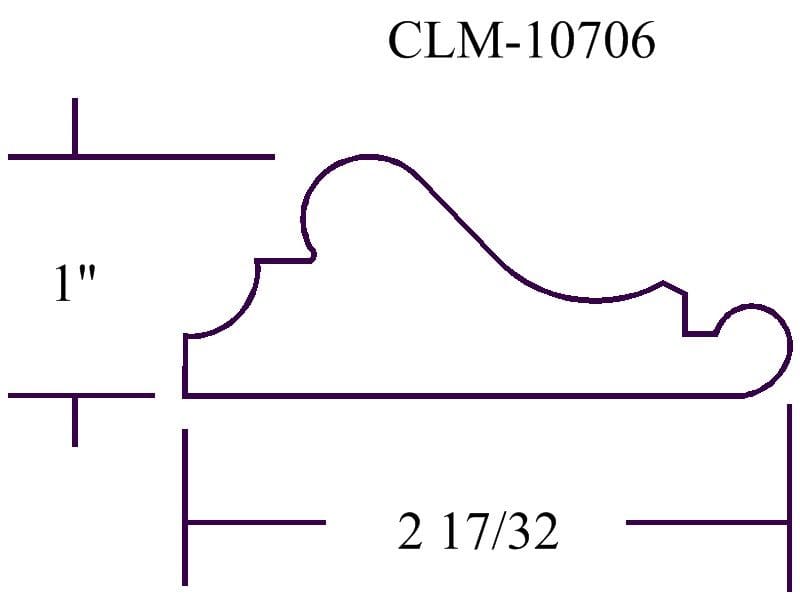 Casing molding, CLM-10706, 1 inch by 2 17/32 inches.