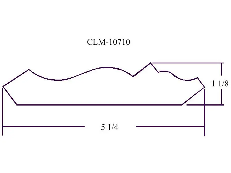 Line drawing of a 5 1/4" x 1 1/8" molding profile.