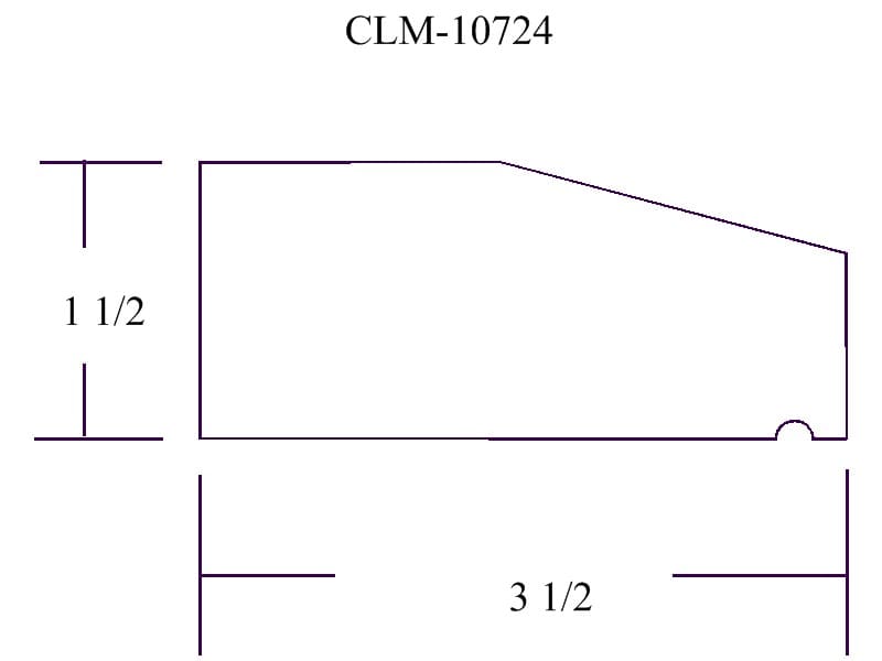 Line drawing of a 3 1/2 by 1 1/2 inch shape.