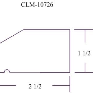 Diagram of a 2 1/2 by 1 1/2 inch object.