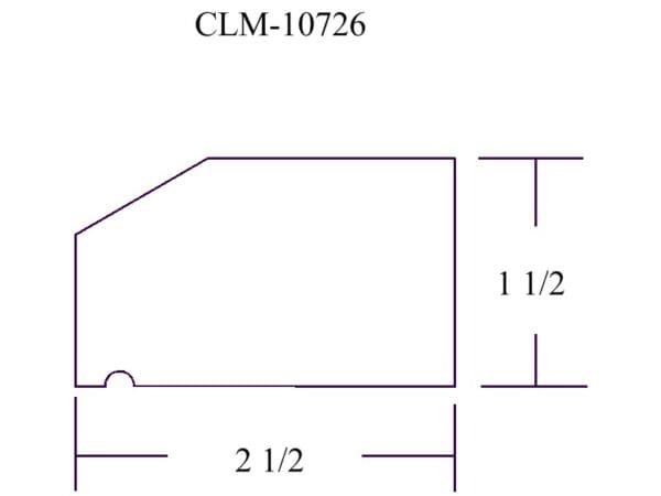 Diagram of a 2 1/2 by 1 1/2 inch object.