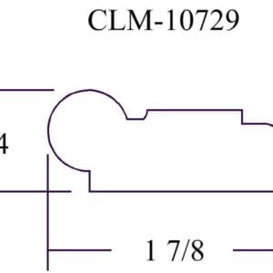 Line drawing of a 3/4 x 1 7/8 molding.