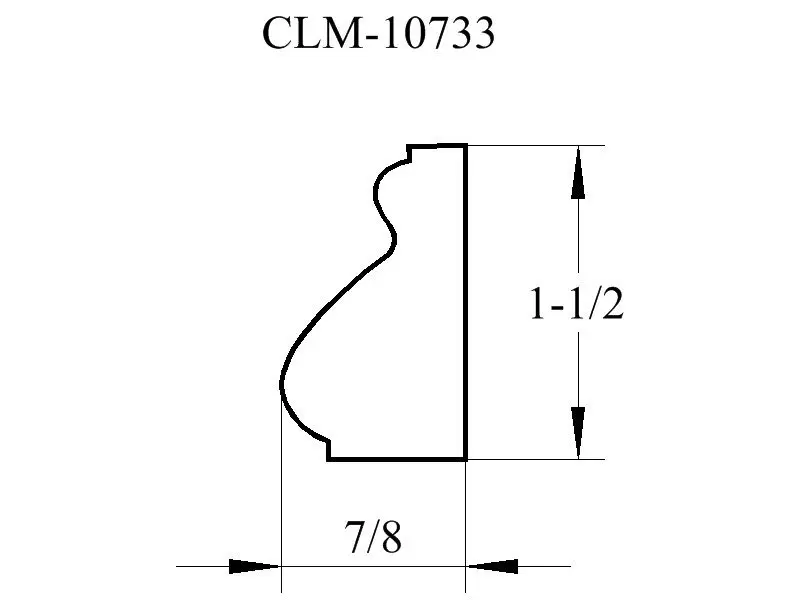 Line drawing of a 7/8" x 1-1/2" molding.