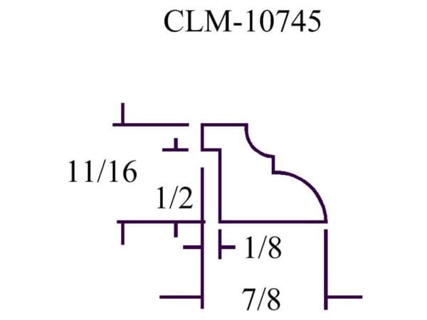 CLM-10745 molding diagram with measurements.