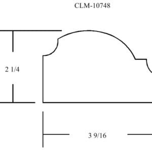 Line drawing of arched molding profile.