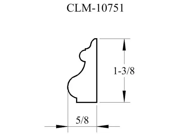 CLM-10751 molding diagram, 1-3/8" x 5/8"