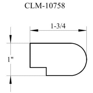 Line drawing of a 1 inch by 1-3/4 inch shape.