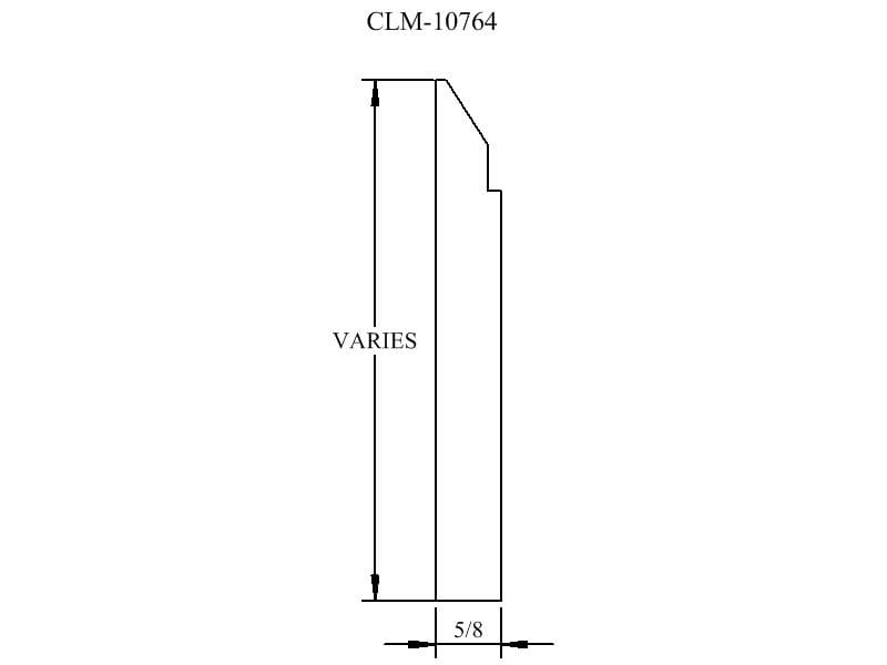 Line drawing of a vertical trim piece.