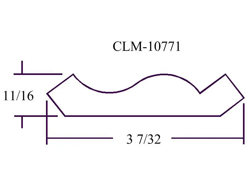 CLM-10771, curved profile, 11/16" x 3 7/32"