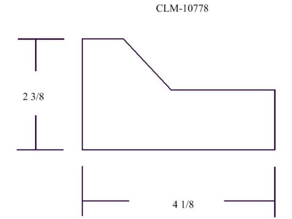 Line drawing of a 2 3/8 x 4 1/8 rectangle.