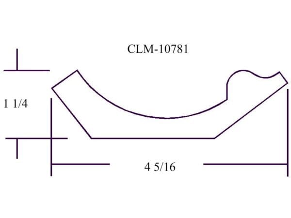 CLM-10781, curved shape, 1 1/4 x 4 5/16 inches.