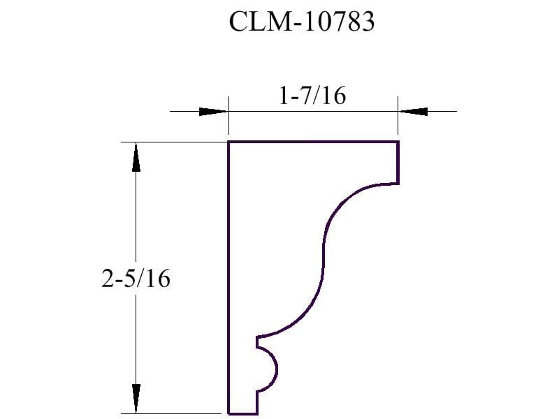 Line drawing of a molding profile.