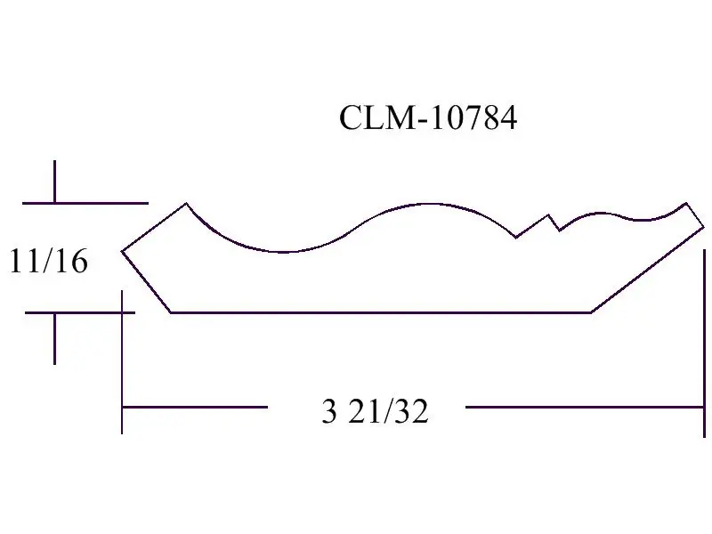 CLM-10784 crown molding profile drawing.