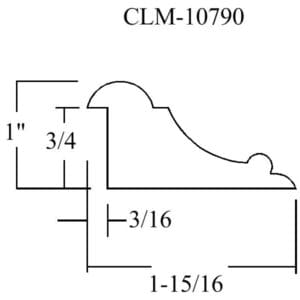 Line drawing of molding with dimensions.