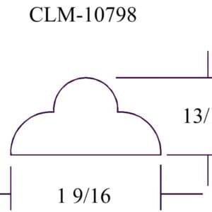 Line drawing of a cloud shape with dimensions.