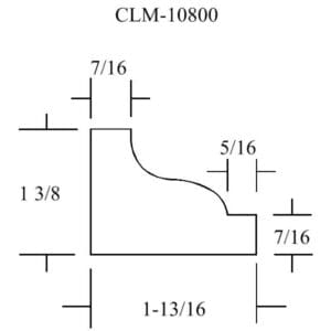 Diagram showing dimensions of a molding profile.