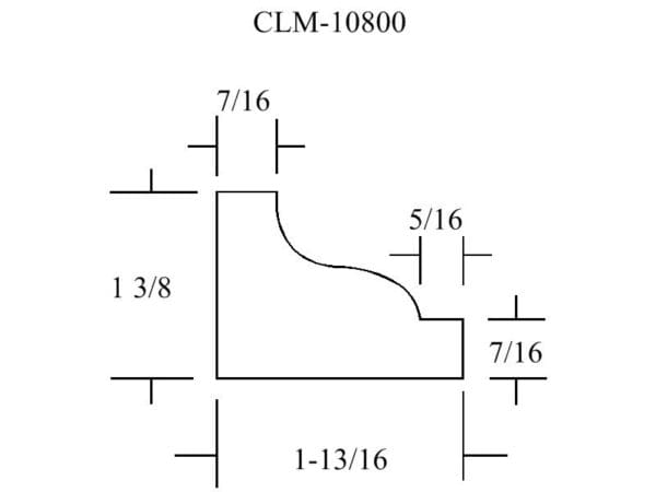 Diagram showing dimensions of a molding profile.